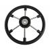 Рулевое колесо LEADER PLAST черный обод серебряные спицы д. 360 мм
